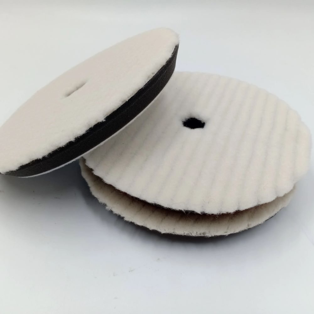 BROTHERS Abrasive Foamed Wool Pad 5 Inch (STEP 1) صوفة بيضاء امريكي مضلعة قطعة 1 - 5 بوصة (مرحلة 1) BR/WOOL PLATE THICK