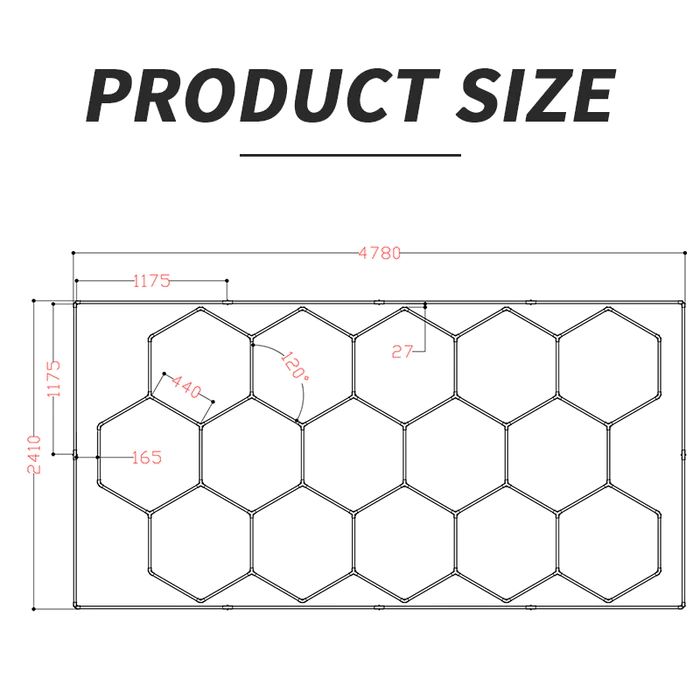 GNENG ZT1028 15PCs Hexagons Lighting System For Car Detailing & Washing Workshop