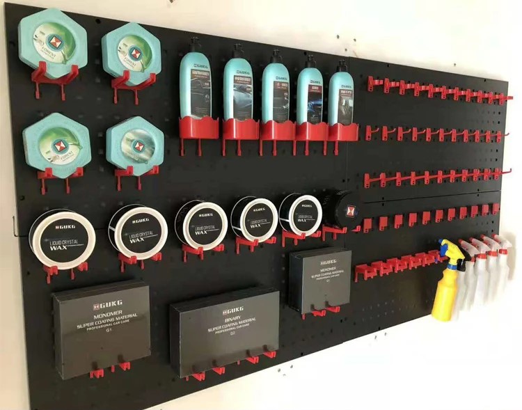 BROTHERS Empty Wall-Mounted Detailing & Workshop Tools Board With 15 Pcs Hook Kit 90*45cm لوحة - بورد برازرز سوداء لتعليق مستلزمات كار كير + اطقم تعليق BR/BEAUTY TOOL PENDANT
