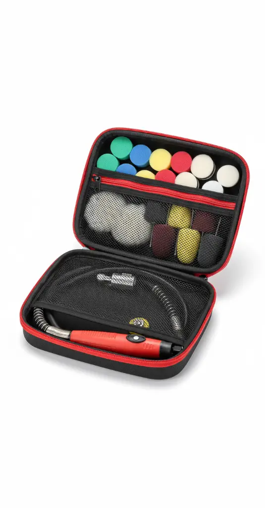 BROTHERS 30Pcs Mini Pneumatic Detailing Polisher With Pads طقم تلميع بافر اجزاء صغيرة 30 قطعة كامل بالاكسسوارات للمحترفين (بالهواء) BR/DETAIL POLISHER PENUMATIC