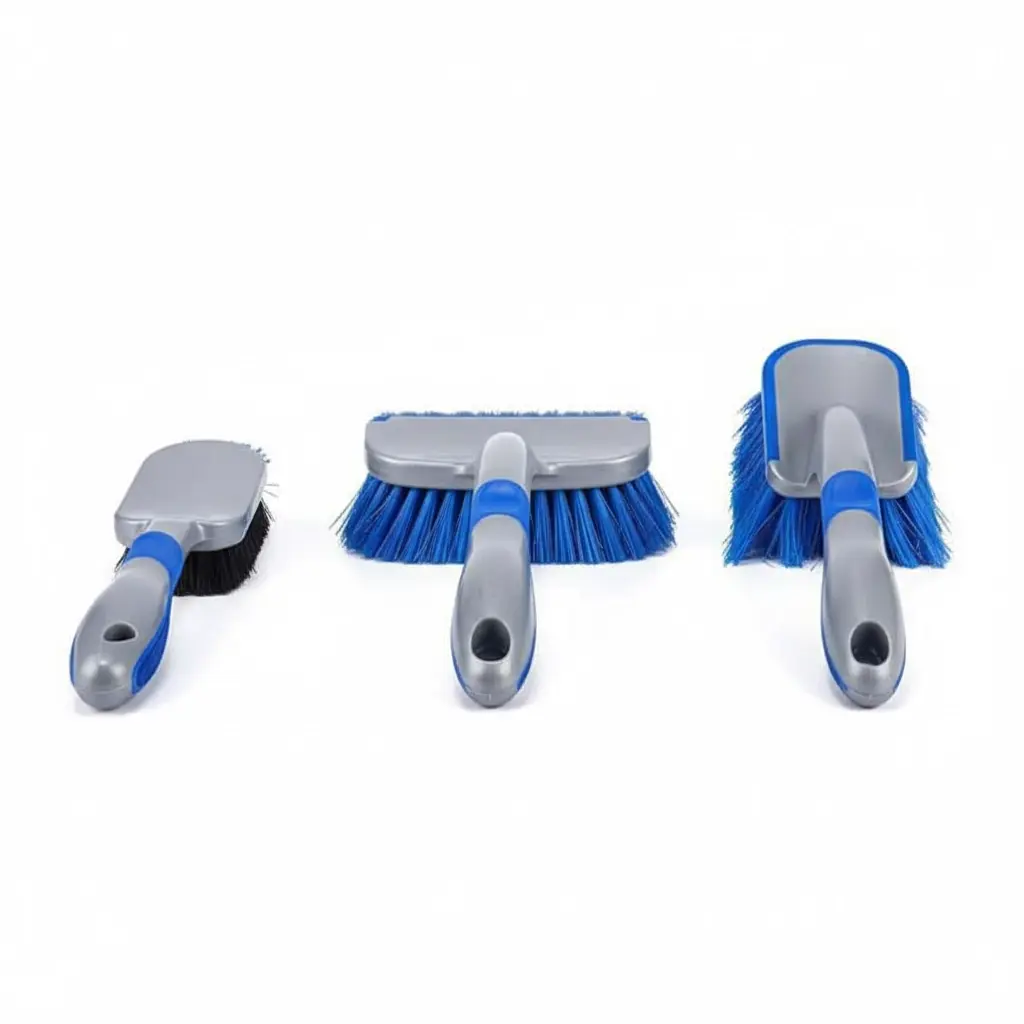 BROTHERS 3 Pcs Brushes Set For All Car Parts طقم فرش برازرز 3 قطع لون ازرق لتنظيف جميع اجزاء السيارة BR/TYRE BRUSH 3PCS SET