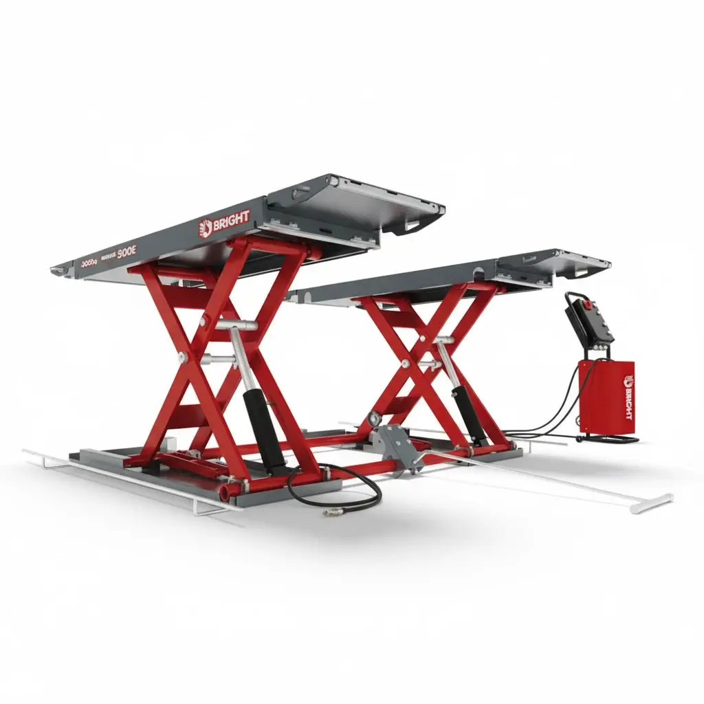 BRIGHT 3 Ton Low-Profile Scissor Lift OMEGA 300EW كوريك مقص برايت 3 طن ارتفاع 1000 مم BRIGHT/OMEGA 300EW