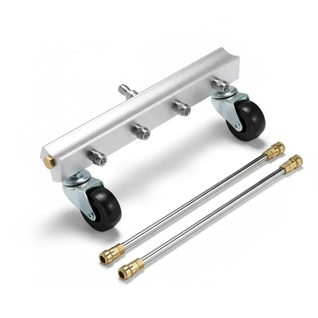 BROTHERS Under Chassis Washer For Cars With 4 Nozzles 250 Bar وحدة من الفولاذ المقاوم للصدا لتنظيف شاسية السيارة الملاكي من الاسفل 250 بار