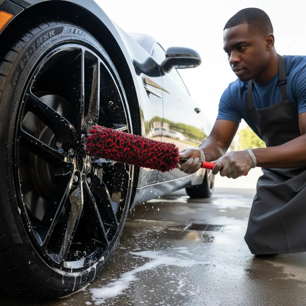 BROTHERS Wool Wheel Brush فرشة برازرز فيبر بيد حمراء لتنظيف الجنوط BR/FIBER HUB BRUSH