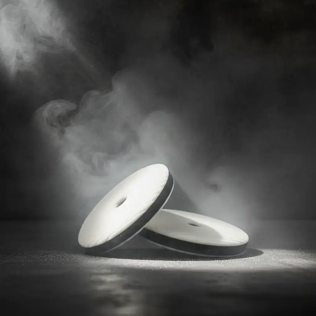 BROTHERS Abrasive Foamed Wool Pad 5 Inch (STEP 1) صوفة بيضاء امريكي مضلعة قطعة 1 - 5 بوصة (مرحلة 1) BR/WOOL PLATE THICK