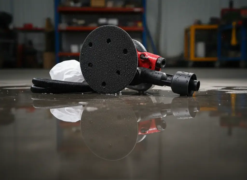 AEROPRO 7335 Air Orbital Sander With Vacuum Function 5 Inch 12000Rpm بافر صنفرة دائري 5 بوصة لفات سريعة 12000 لفة لون احمر GEC.AP7335