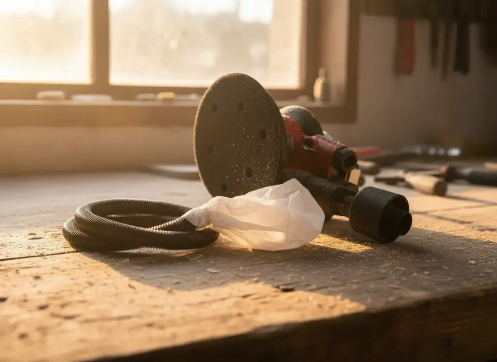 AEROPRO 7335 Air Orbital Sander With Vacuum Function 5 Inch 12000Rpm بافر صنفرة دائري 5 بوصة لفات سريعة 12000 لفة لون احمر GEC.AP7335