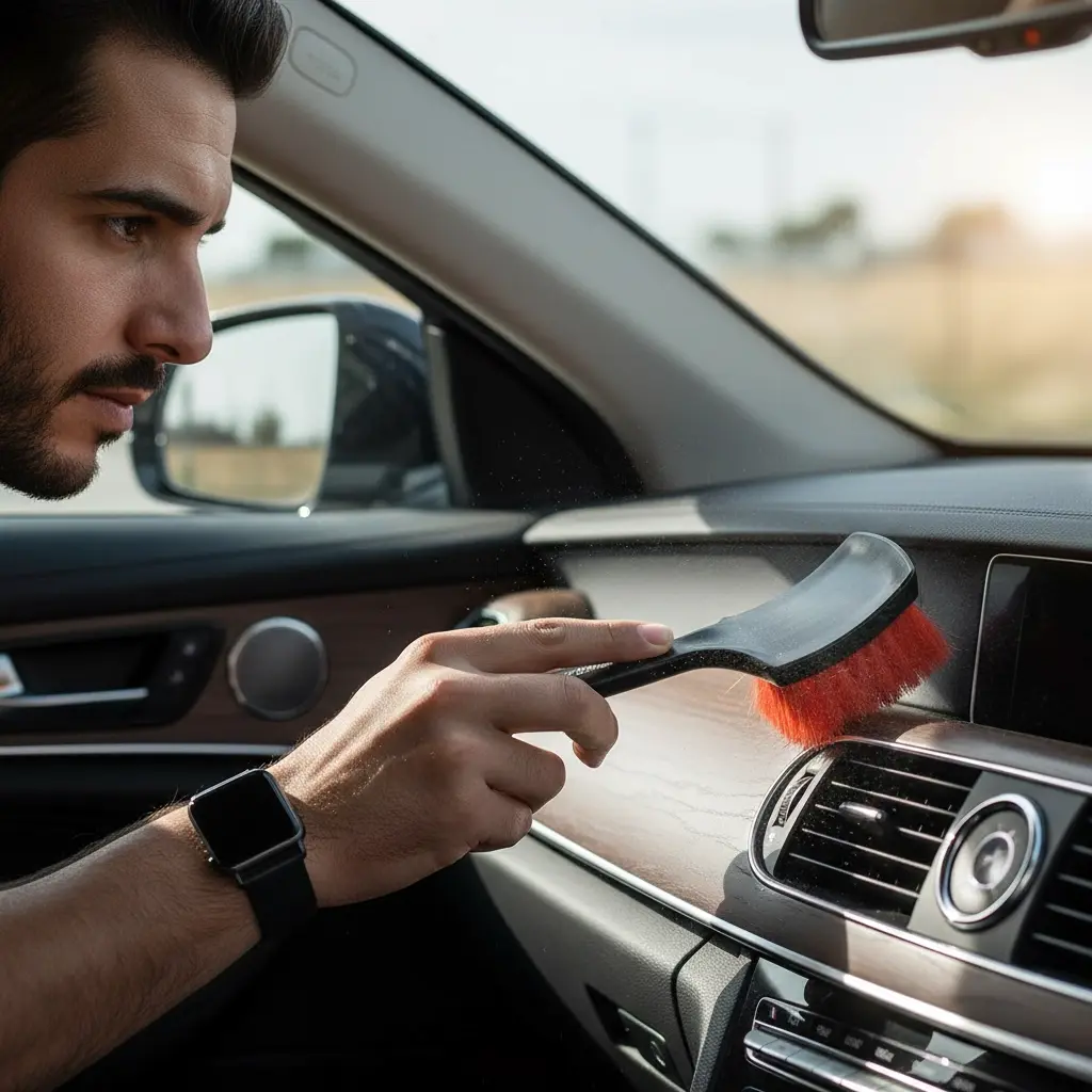 BROTHERS Interior Detailing Brush فرشة برازرز ذراع اسود بشعر احمر للتنظيف الداخلي BR/FOOT BRUSH