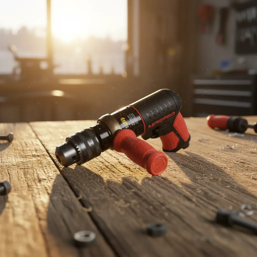 AEROPRO RP17107 Air Reversible Drill With Helping Hand 1/2 Inch 700Rpm شنيور هواء بيد جانبية 1/2 بوصة 700 لفة لون احمر GEC.AP17107