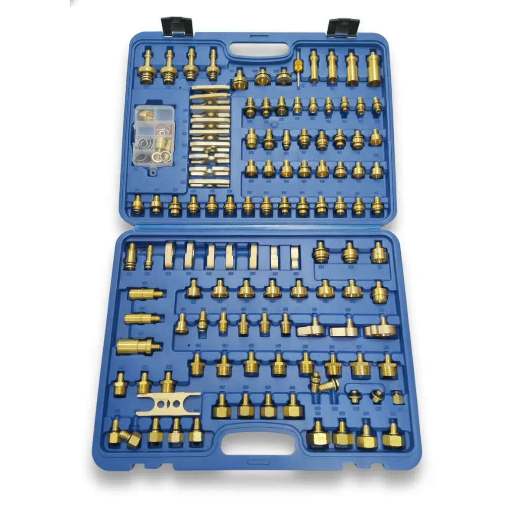 GEC Universal A/C Flush & Leak Test Adapter Kit / طقم وصلات غسيل واختبار تسريب تكييف السيارات الشامل ماركة جي اي سي