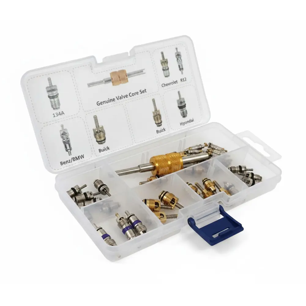 GEC Universal A/C Valve Core Assortment Kit with Tool / طقم إبر بلوف تكييف السيارات الشامل مع مفك ابر ماركة جي اي سي
