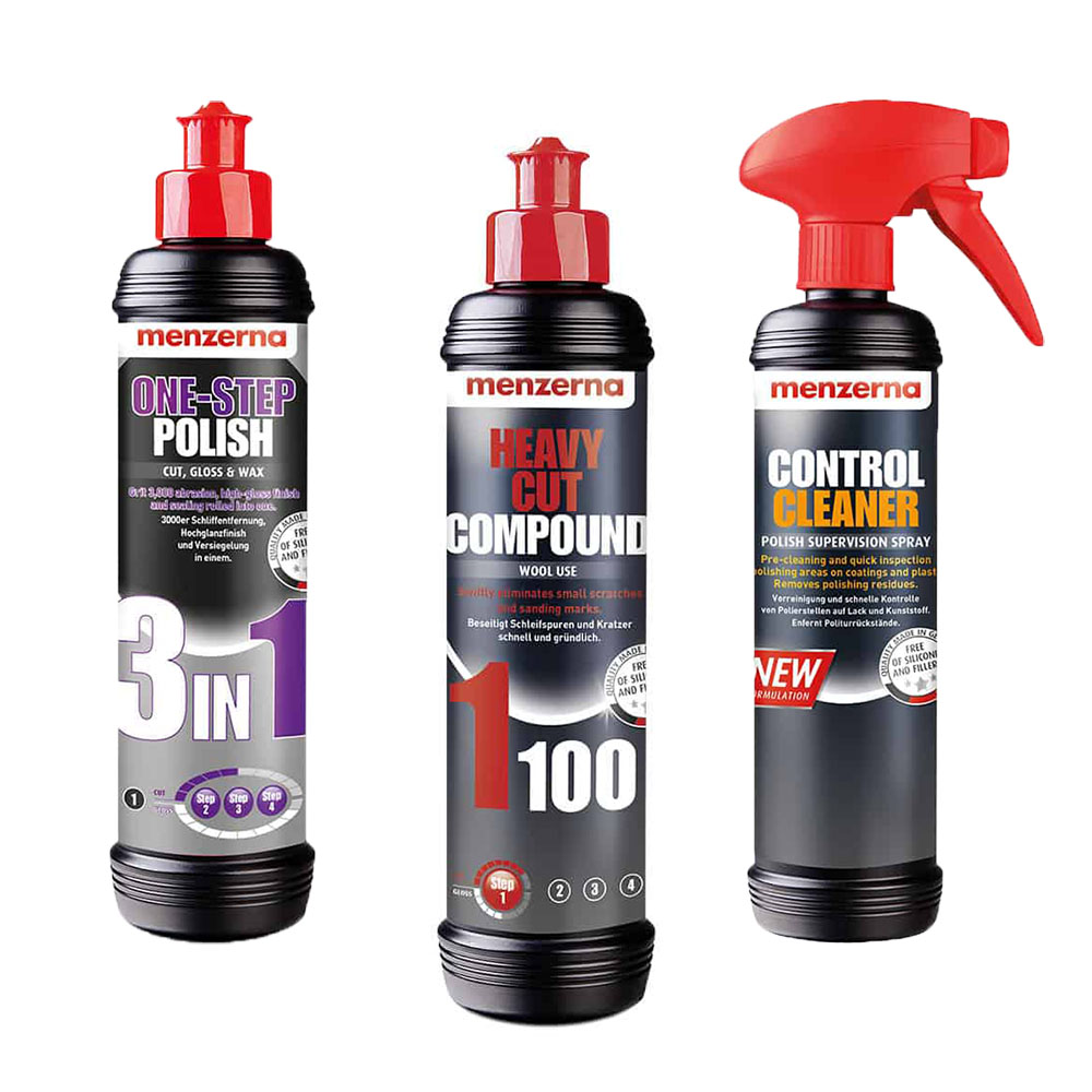 طقم تلميع مينزيرنا 250 مل - 3 خطوات (ازالة خدوش ولمعة وعازل حماية) - - 1100 + 3in1 + Control Cleaner