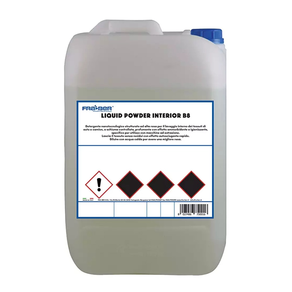 منظف فرش السيارات احترافي 25 لتر ماركة فرابر موديل LIQUID POWDER B8 – بتقنية النانو تركيز عالي (يخفف حتى 1:50)