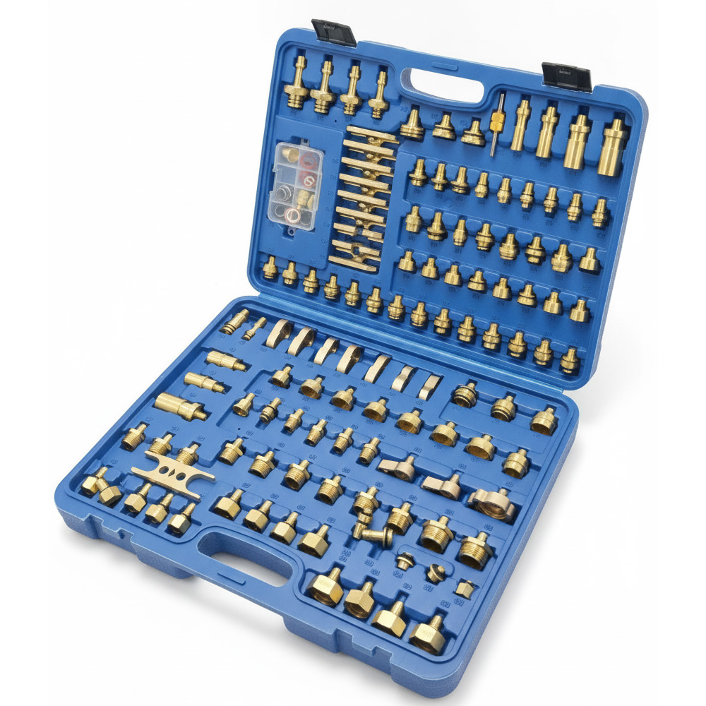 GEC 125Pcs Universal A/C Flush & Leak Test Adapter Kit