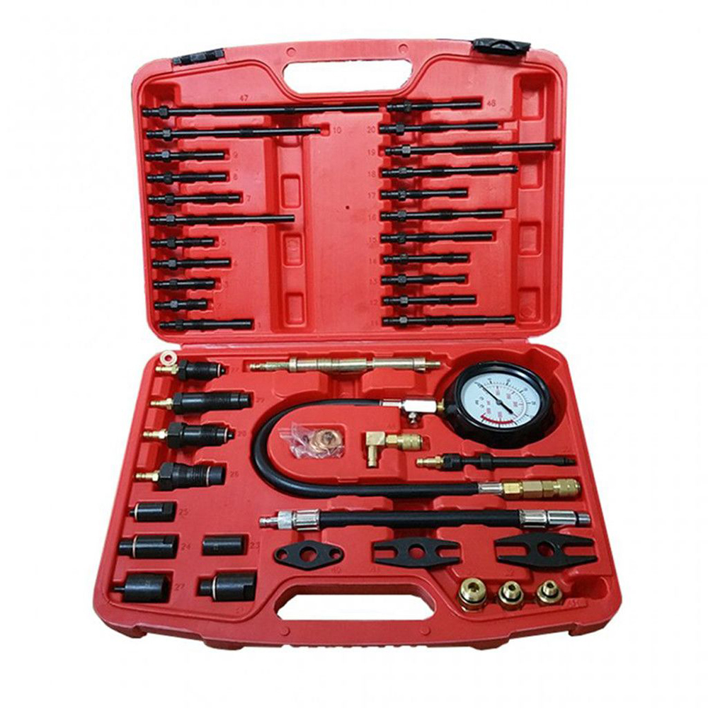 GEC TOOLS 48PCS Professional Petrol & Diesel Engine Cylinder Compression Tester & Pressure Gauge Kit (2-in-1) G1033