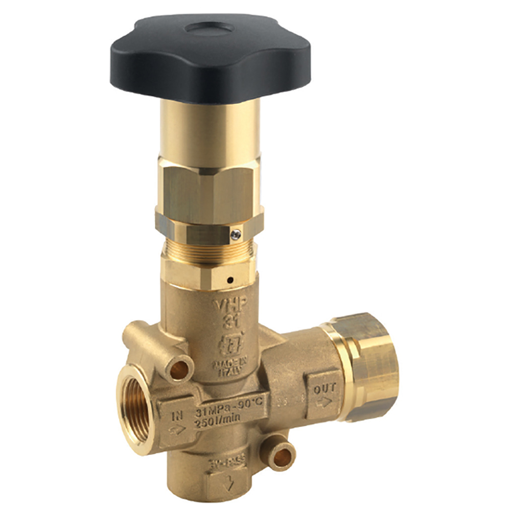 MV VHP 31/250 Brass Unloader Valve By-pass With Knob 310Bar 250L/Min (1 Inch)
