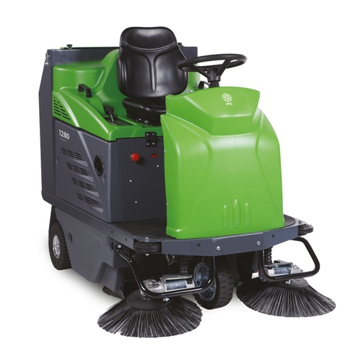 [CIWSXX00011] IPC 1280 P Ride-On Sweeper - Industrial Battery-Powered Floor Cleaner (Two Brushes, 45 Inch, 67L)