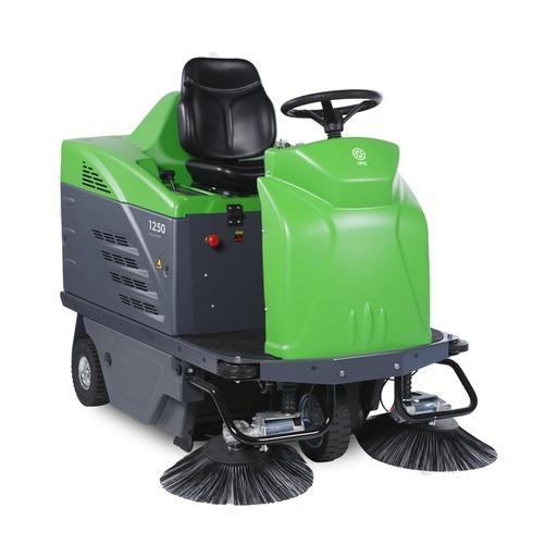[CIWSXX00012] IPC 1250P Battery-Powered Ride-On Sweeper – Industrial Cleaning Machine (Two Brushes, 45 Inch, 67L)