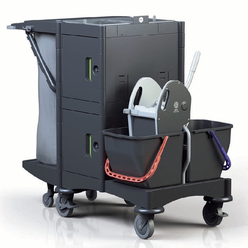 [CICTXX00033] IPC BRIX SCHOOL Professional Locked Cleaning Trolley with Security Doors, 2x15L Buckets & 120L Bag Support