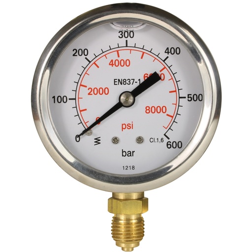 [107227] GEC High Pressure Glycerin Gauge 600 Bar 1/4 Inch