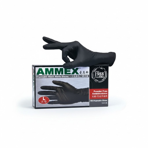[CCCTXX00010] BROTHERS Black Vinyl Gloves Backet - Powder Free 100PCS
