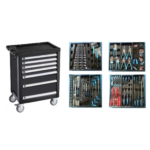 [170718] GEC 7 Drawers Ball Bearing Tool Trolley Cart 90 PCS