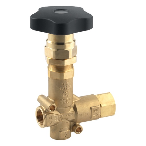 [CWBVXX00005] MV VHP18/160 Brass Unloader Valve By-pass With Knob 180Bar 160L/Min (3/4 Inch)